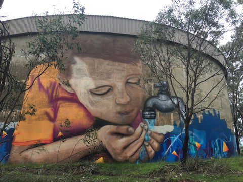 Willans Hill Water Tower Mural - Accommodation Newcastle 1