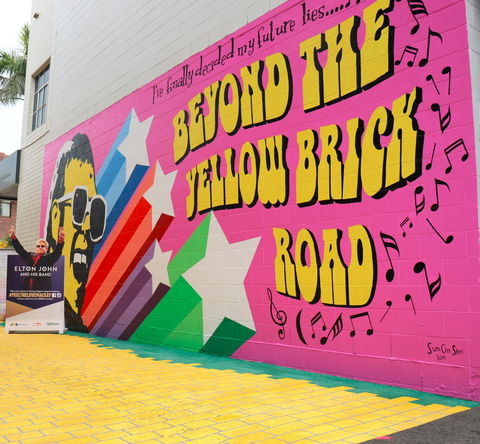 Yellow Brick Road And Elton John Mural - Accommodation Newcastle 0